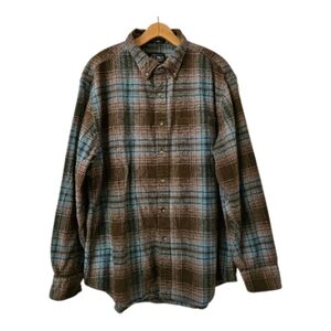 Pendleton Mason Flannel Shirt Mens Size XL Plaid Green Brown Cotton Button Up